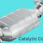 catalytic converter with inlet and outlet flanges