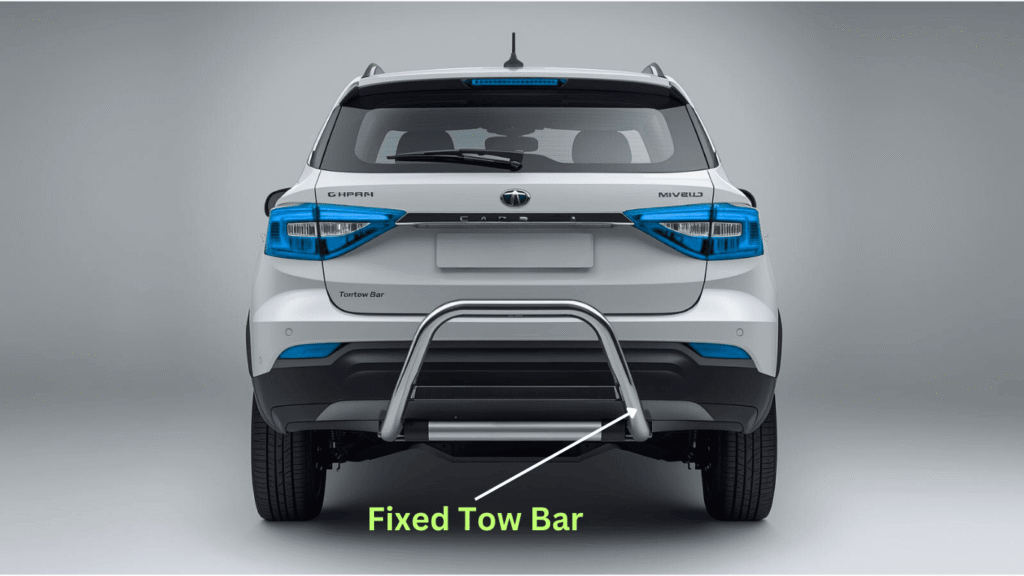 Close-up view of a car’s rear showing a Fixed Tow Bar