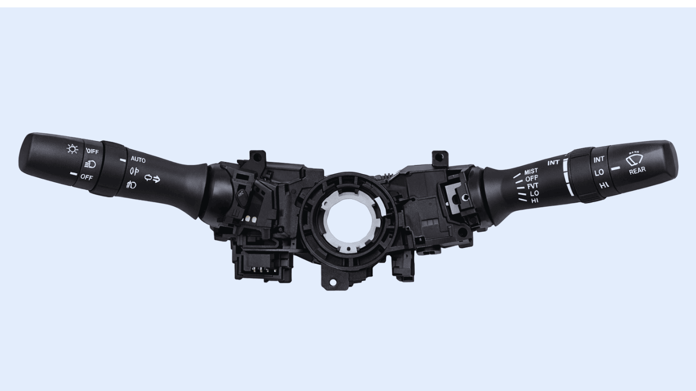 Car combination switch assembly with left and right control levers